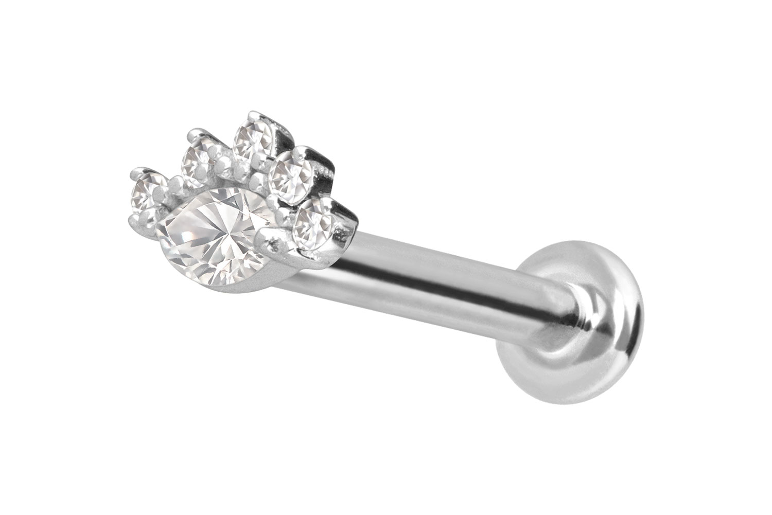 14 Karat Gold Labret Piercing mit Innengewinde MOISSANITE-AUGE